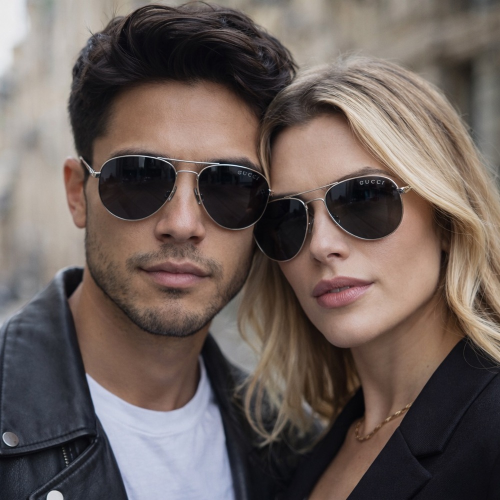 GUCCI GG138S Unisex Aviator Web Sunglasses - Picture 1 of 12
